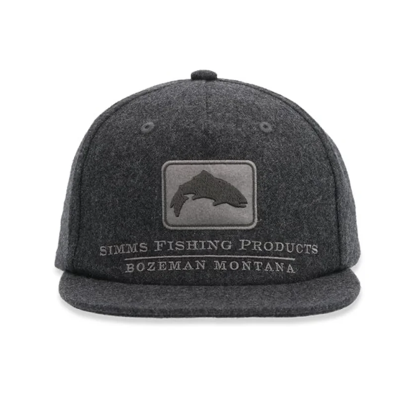 Fishing hook bending clamp-Simms Wool Trout Icon Cap Graphite