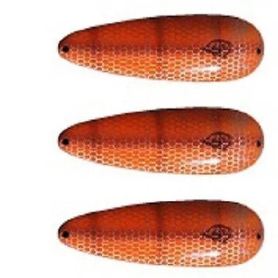 Fishing line braiding rack-Three Eppinger Huskie Junior Orange/Brown Pike Fishing Spoons 2 oz 4 1/2" 7-37