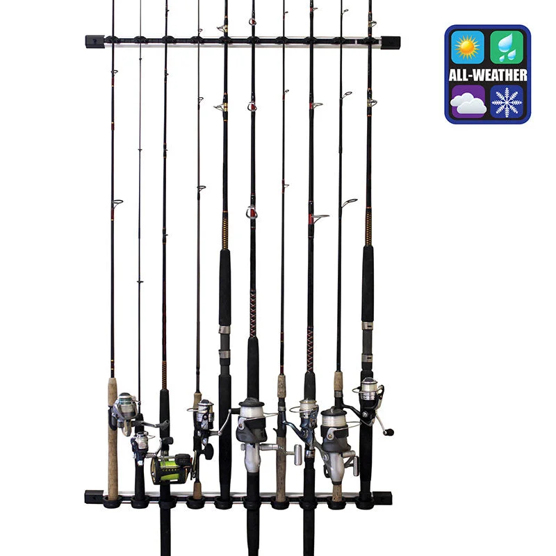 Fishing line twisting clamp-10 Rod - Wall or Ceiling Rod Rack