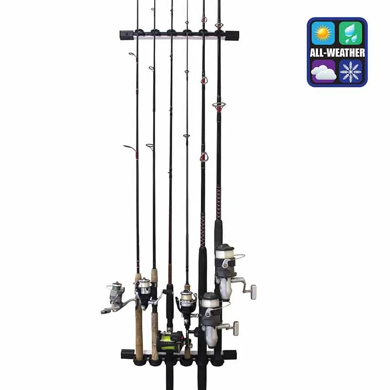 Fishing bait shaping clamp-ALL WEATHER 6 ROD WALL OR CEILING ROD RACK