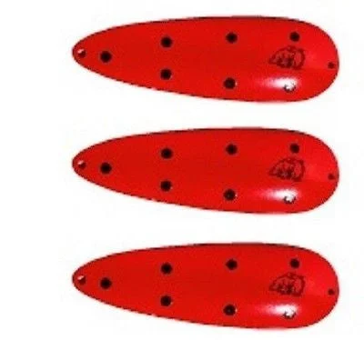 Fishing rod stabilizing rack-Three Eppinger Seadevle Orange/Black Dots Fishing Spoon Lures 3 oz  5 3/4" 60-50