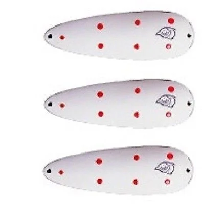 Fishing bait pressing rack-Three Eppinger Seadevle White/Red Dots Fishing Spoon Lures 3 oz  5 3/4" 60-67