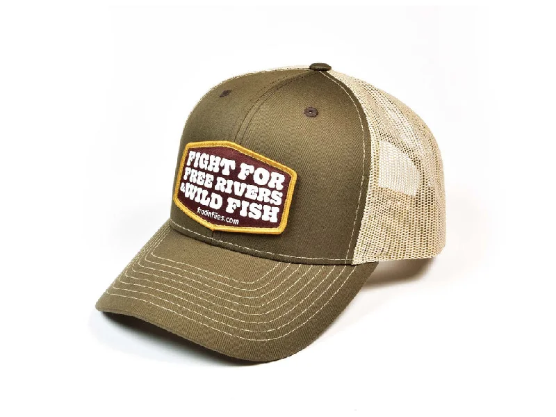 ‘Free Rivers & Wild Fish’ Trucker Hat - Brown/Tan