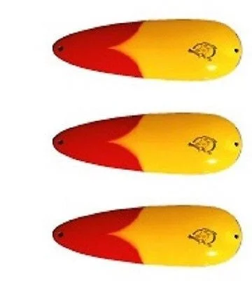 Fishing bait shaping rack-Three Eppinger Seadevle Yellow/Red Chunk Fishing Spoon Lures 3 oz  5 3/4" 60-42